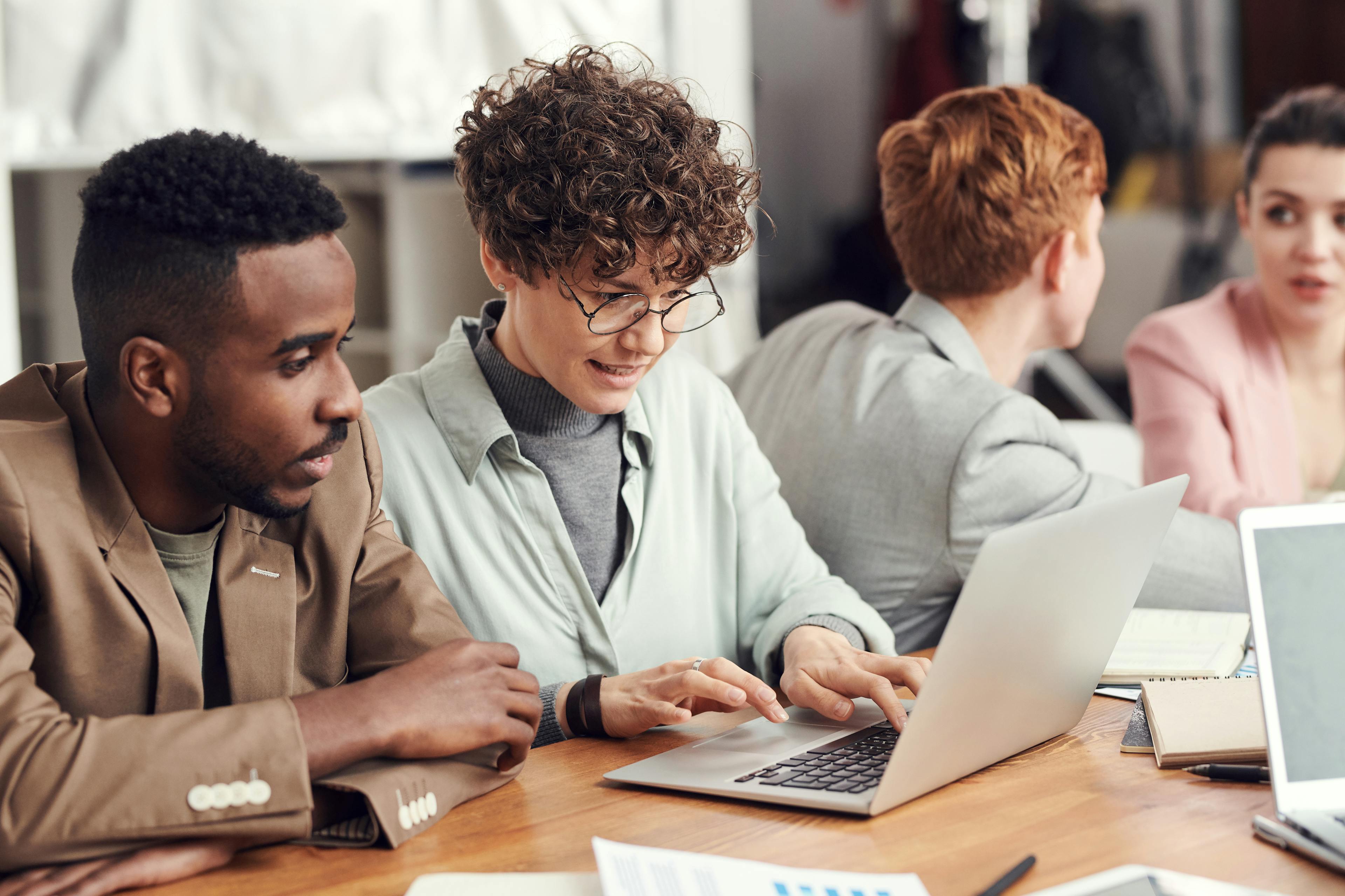 Team managing social media content and brand communication